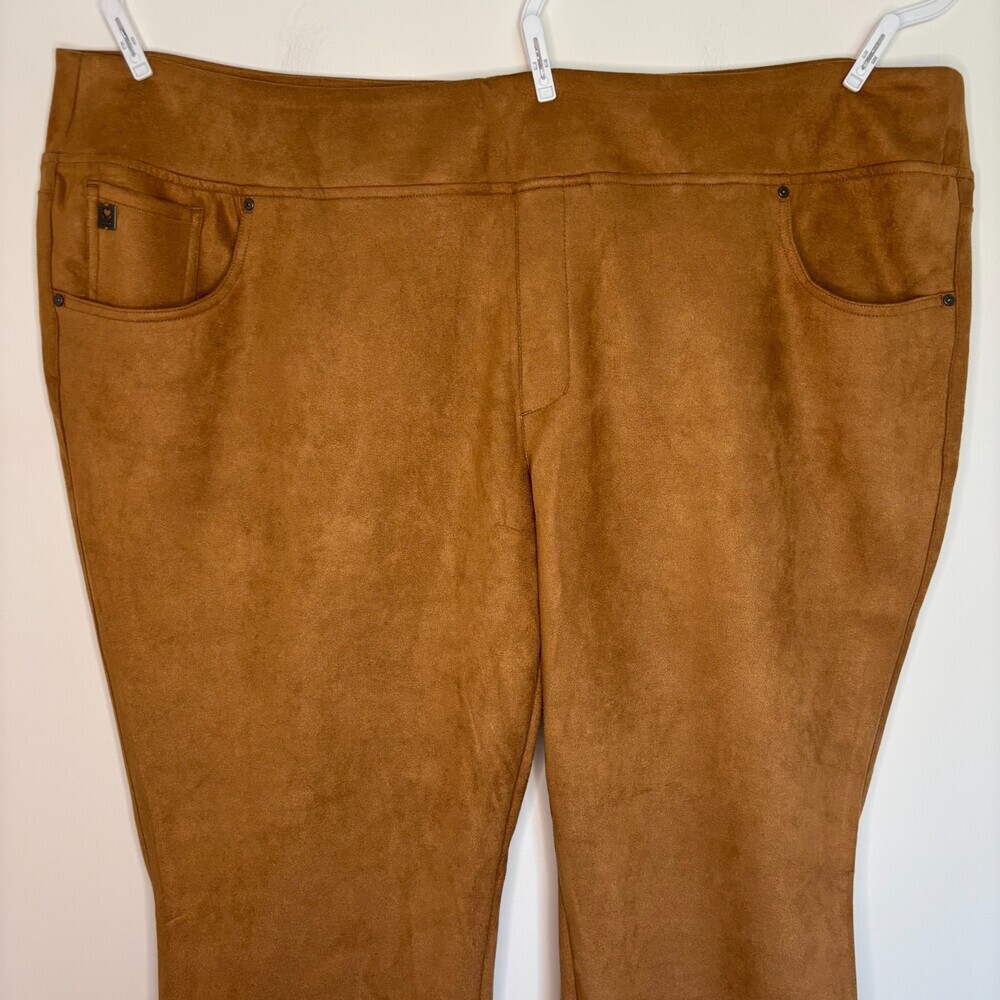 Belle by Kim Gravel NEW Faux Suede Jeggings Womens 30W Cognac Stretch